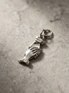 Silver tone handshake holding hands Charm Pendant